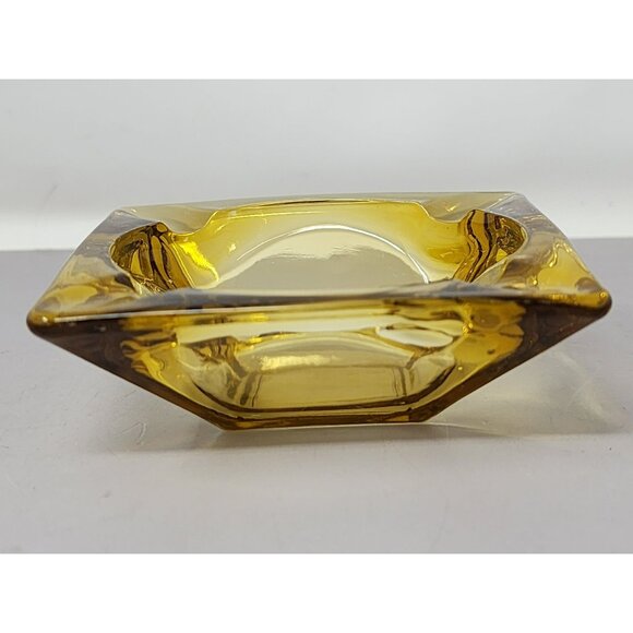 Vintage Amber Glass Square Collectible‎ Ashtray MCM - Picture 6 of 9